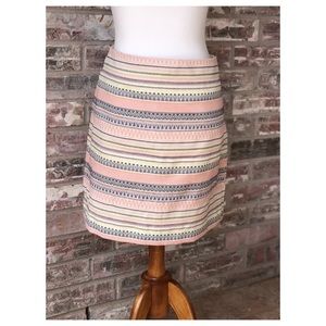 Ann Taylor Loft Pink Geometric Design Stripe Skirt